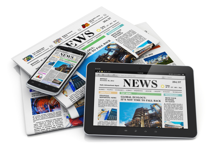 Newspaper options -- print, mobile, tablet.
