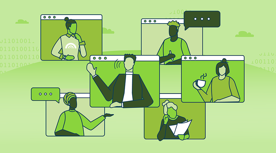 an illustration depicting a virtual conference