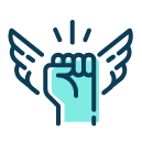Icon of a fist with wings on either side depicting the concept of resilience