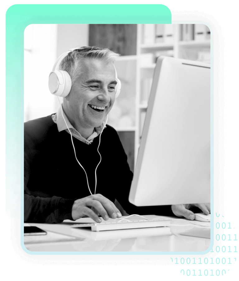 Image of person at a computer using a job advertising recruiting software